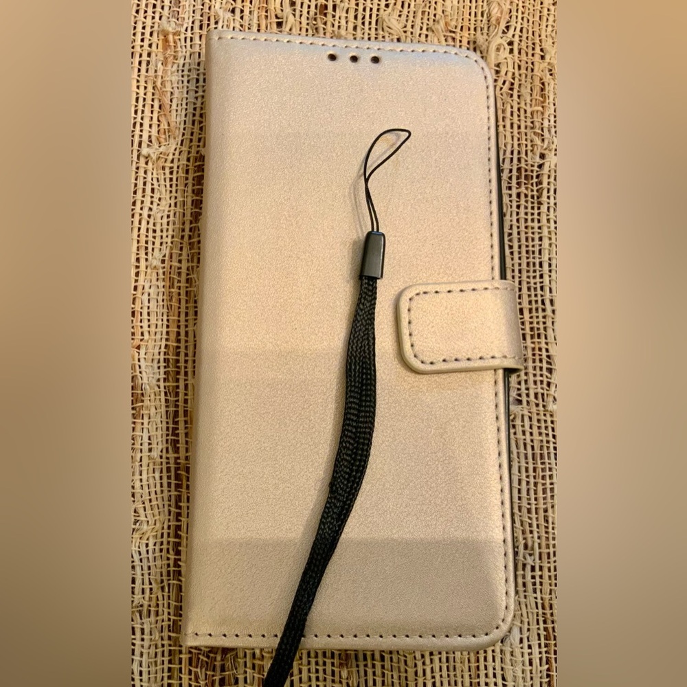 Gold phone case for iPhone 13 Pro with Black Strap